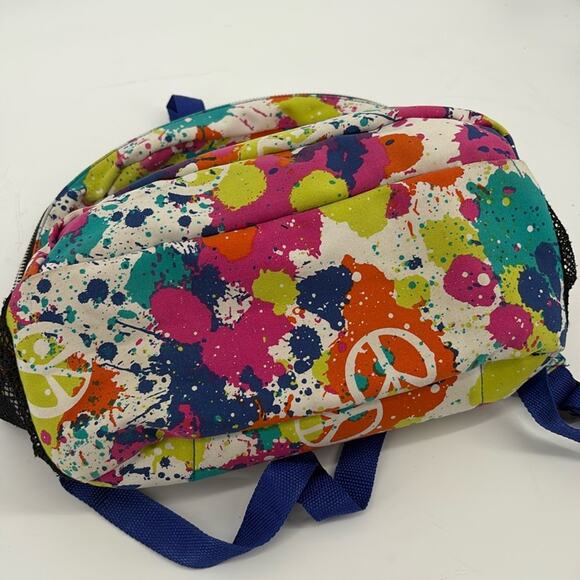 Peace Of Cake Splatter Print Peace Symbol Backpack Multicolor - Picture 14 of 14